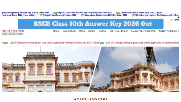 BSEB Class 10 Answer Key 2026 Announced – Direct Link to Raise Objections Before March 13 at biharboardonline.com