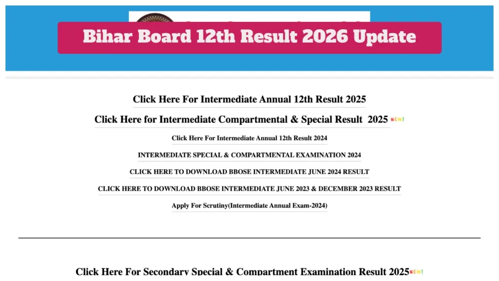 Bihar Board 12th Result 2026 – How to Check Score at biharboardonline.bihar.gov.in
