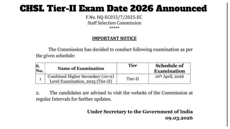 SSC CHSL Tier-II Exam Date 2026 Out – How to Admit Card at ssc.gov.in