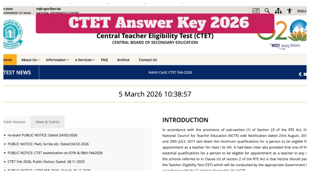 CTET Answer Key 2026 Announced This Week? Download Provisional Key at ctet.nic.in