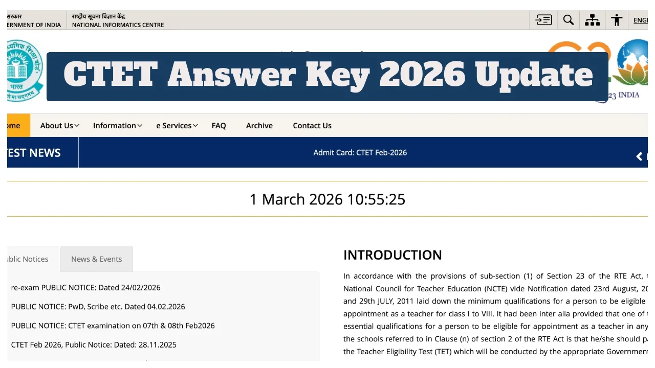 Ctet Answer Key 2026 Update