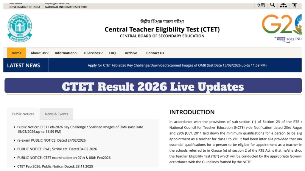 CTET Result 2026 Live Updates – How to Check Scorecard via Roll Number at ctet.nic.in