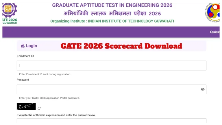 GATE 2026 Scorecard – Download Link Active at gate2026.iitg.ac.in, Here Simple Steps