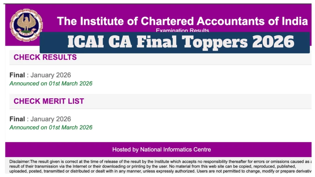 ICAI CA Final Toppers 2026 – Direct Link to Check Subject-wise Marks of Diksha, Anirudh & Rishabh Jain at icai.nic.in