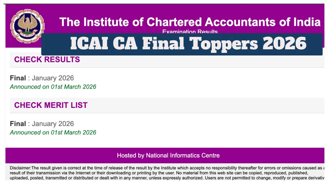 Icai Ca Final Toppers 2026