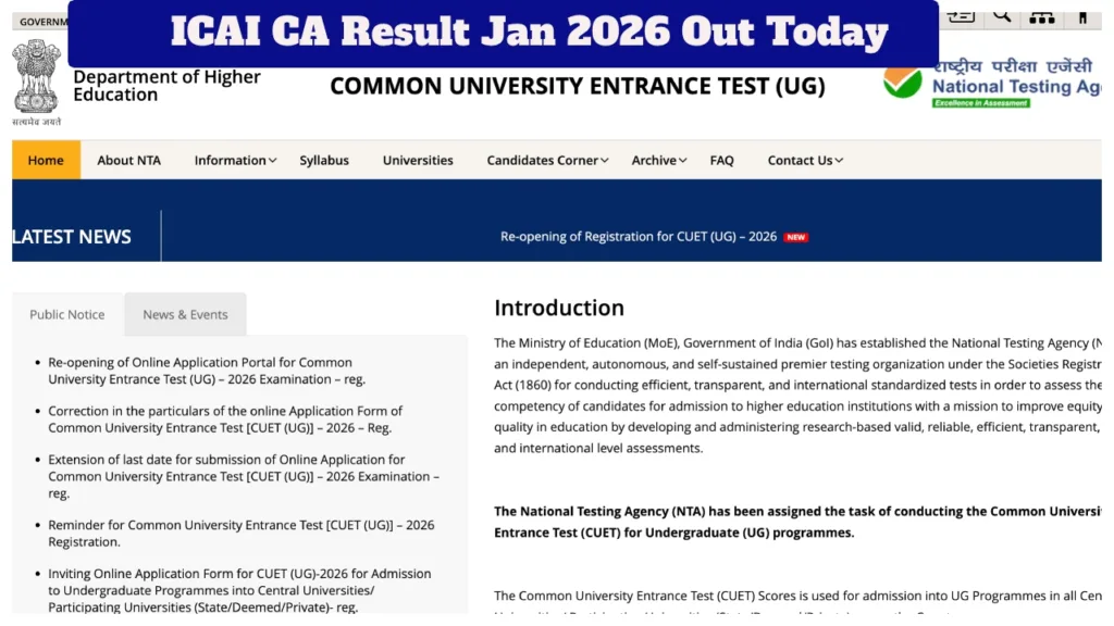ICAI CA Result Jan 2026 Announced Today – Download Scorecard at icai.nic.in