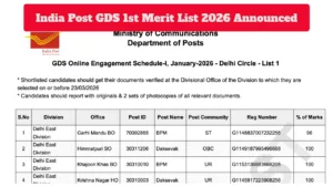 India Post GDS 1st Merit List 2026 Announced - Check State-wise Results at indiapostgdsonline.gov.in in Education category