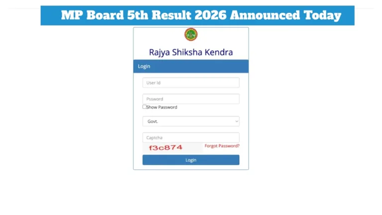 MP Board 5th Result 2026 LIVE – Class 5 Results Announced Today at 11:30 AM; Check Direct Link at rskmp.in