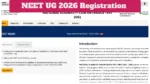 NEET UG 2026 – Registration Ends in 72 Hours, Apply at neet.nta.nic.in