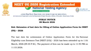 NEET UG 2026 Registration Extended - Apply by March 11 at neet.nta.nic.in; Check New Deadline in Education category