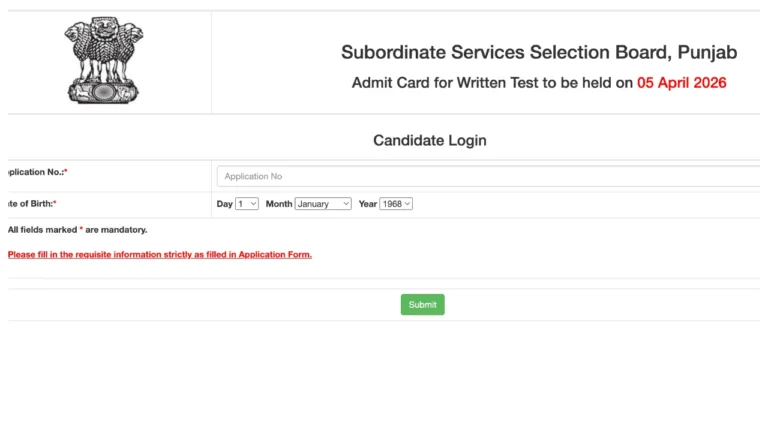 PSSSB Group D Admit Card 2026 Released