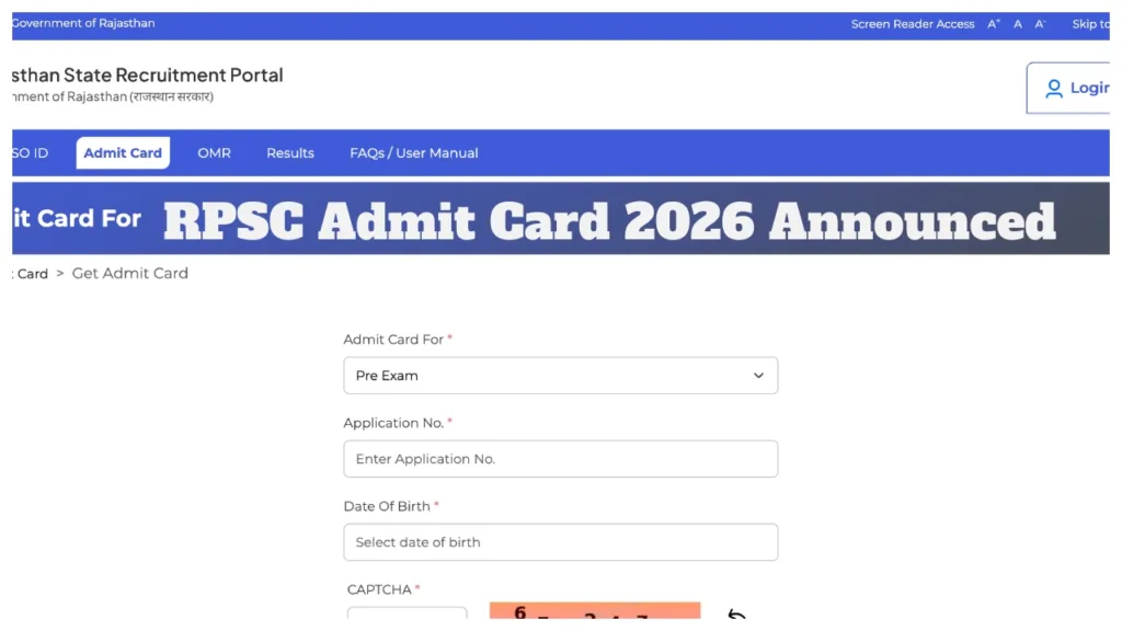 RPSC Admit Card 2026 Announced – Download Hall Ticket for March 22-23 Exam at rpsc.rajasthan.gov.in