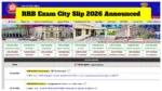 RRB Exam City Slip 2026 Announced – Download Link for Grade 1 & 3 at rrbcdg.gov.in