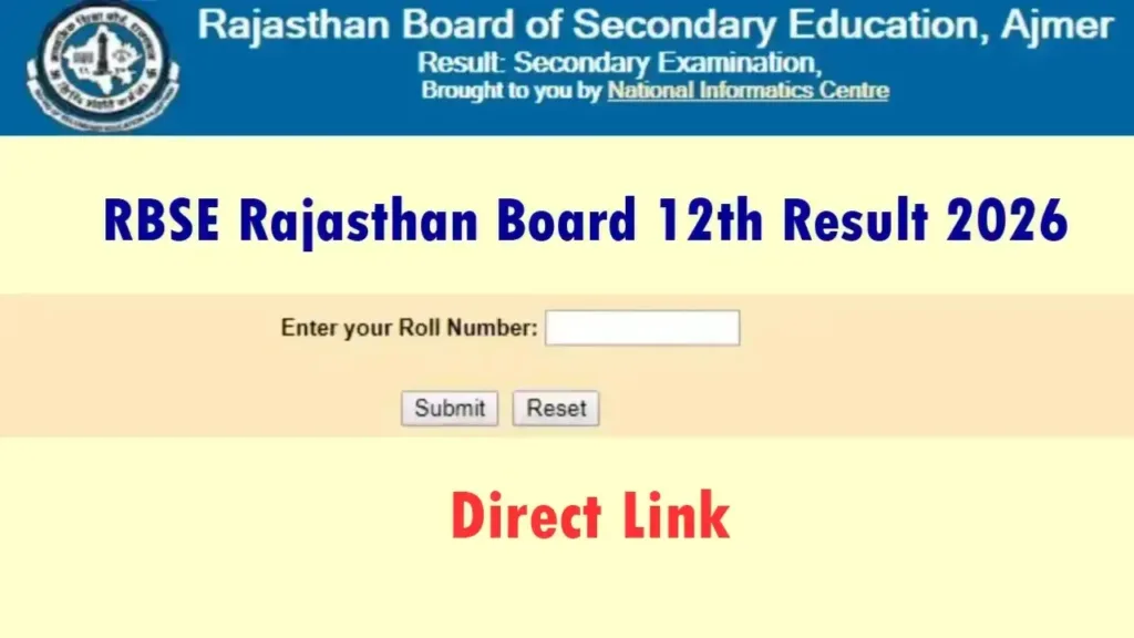Rajasthan Board 12 Result 2026