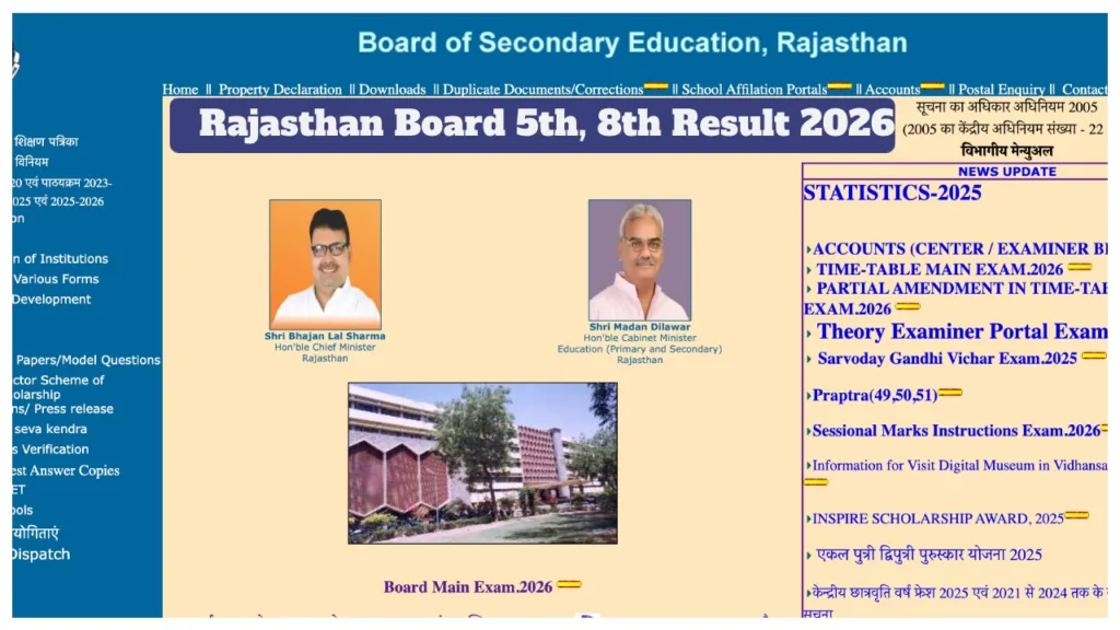 Rajasthan Board 5th, 8th Result 2026 – How to Check RBSE Scores via Roll Number & Date of Birth, Direct Link Here