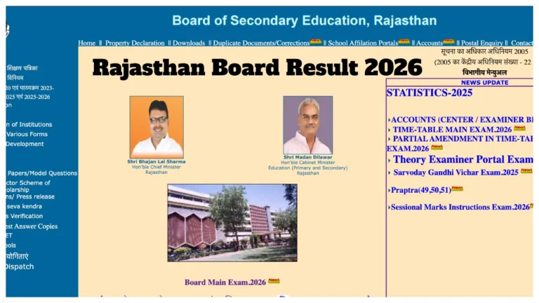 Rajasthan Board Result 2026 – How to Check Class 10th Score Via Roll Number
