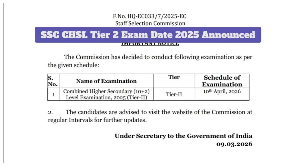 SSC CHSL Tier 2 Exam Date 2025 Announced, Here how to Download Schedule PDF at ssc.gov.in