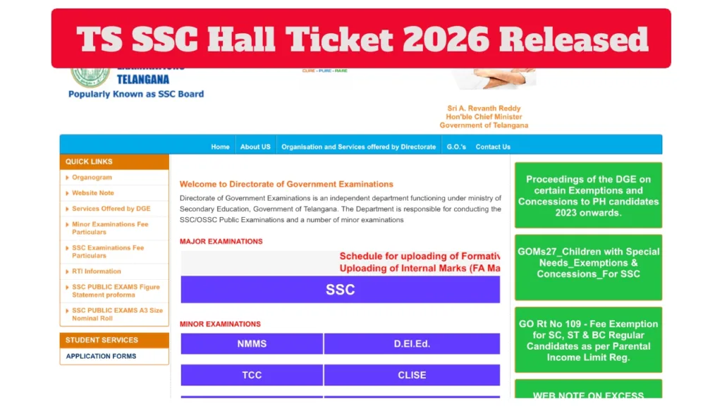 TS SSC Hall Ticket 2026 Released – Download Class 10 Admit Card via WhatsApp & bse.telangana.gov.in