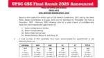 UPSC CSE Final Result 2025 Announced – Anuj Agnihotri Secures AIR 1; Download Full Merit List PDF at upsc.gov.in