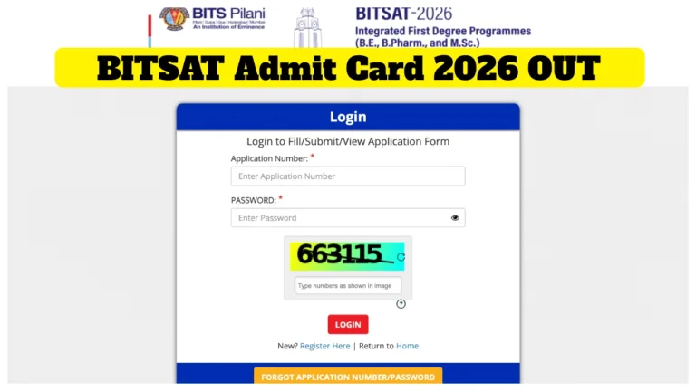 BITSAT Admit Card 2026 OUT – Download Session 1 Hall Ticket at bits-pilani.admissions.ac.in