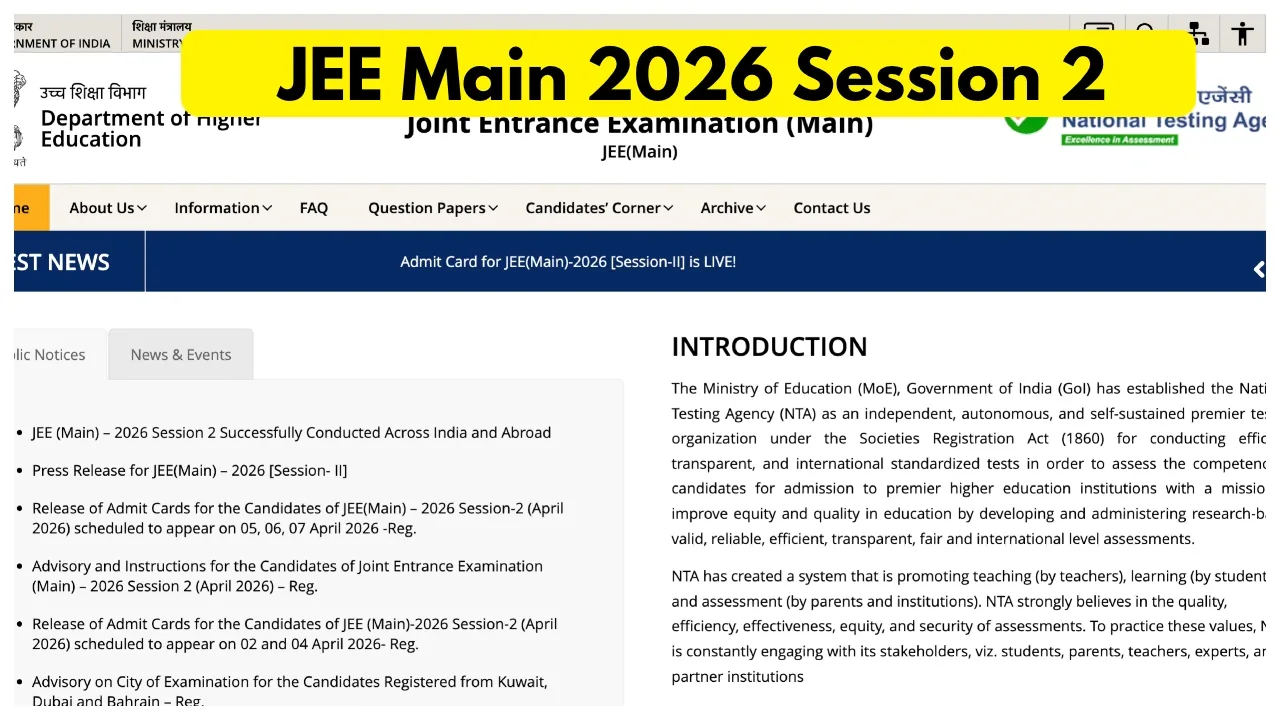 JEE Main 2026 Session 2 Question Papers Download at jeemain.nta.nic.in; Here Simple Steps - JEE Main 2026 Session 2 | Times Bull