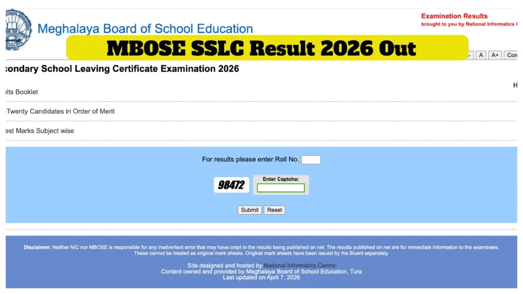 MBOSE SSLC Result 2026 Out