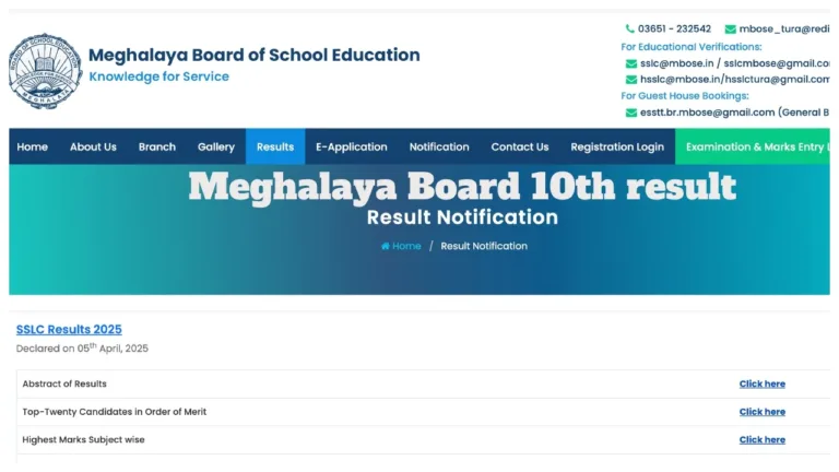 Meghalaya Board 10th Result