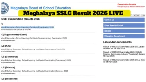 Meghalaya SSLC Result 2026 LIVE