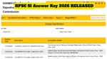 RPSC SI Answer Key 2026 RELEASED