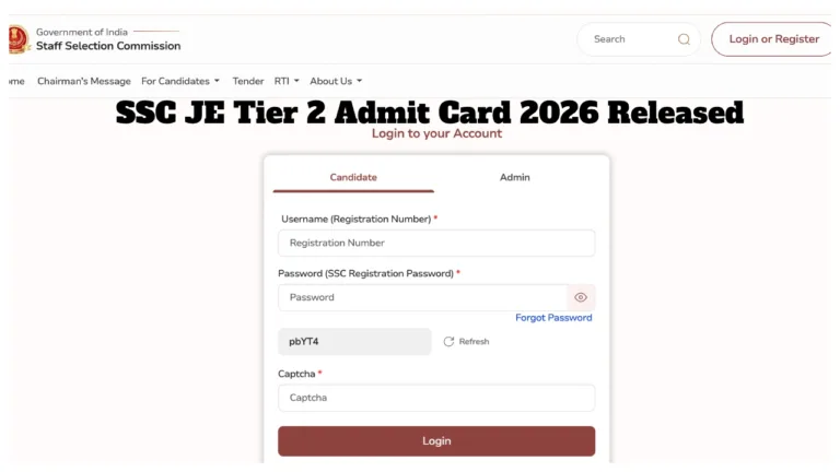 SSC JE Tier 2 Admit Card 2026 Released