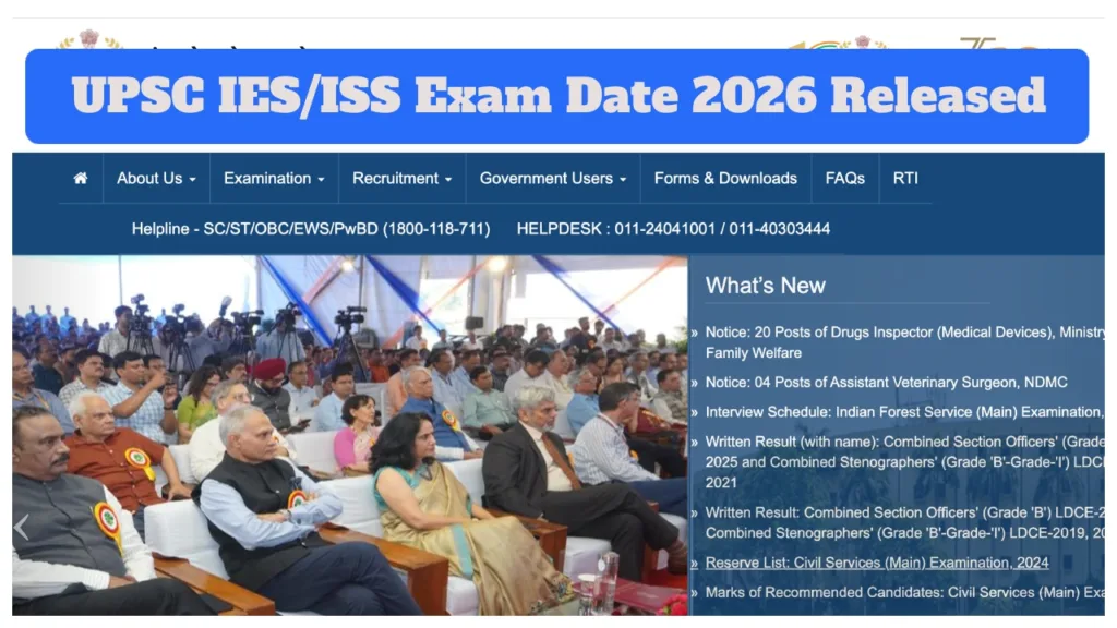 Upsc Ies Iss Exam Date 2026 Released