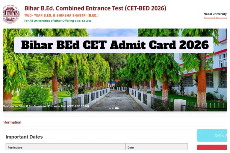 Bihar BEd CET Admit Card 2026 – Download at biharcetbed-brabu.in, Exam June 7, Here Direct Link