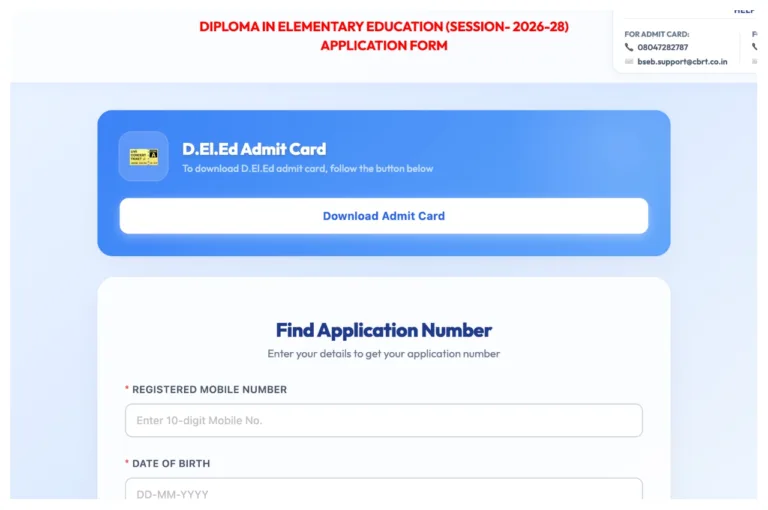Bihar DElEd Admit Card 2026 Released – Direct Link to Download Hall Ticket at bsebdeled.com