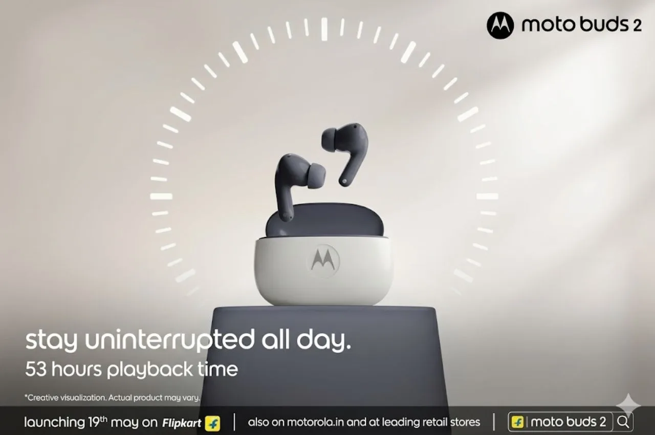 Motorola Moto Buds 2 Launched in India: Budget TWS Packs Premium 55dB Dynamic ANC, LDAC Codec, and 53-Hour Battery Life - Motorola Moto Buds 2 (1) | TIMESBULL