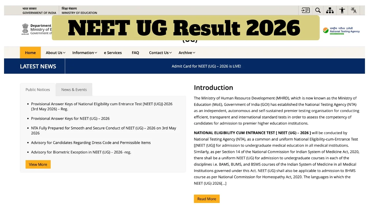 NEET UG Result 2026 –  How to Check Scorecard Online at neet.nta.nic.in - Neet Ug Result 2026 | TIMESBULL