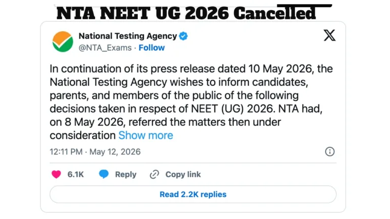 NTA NEET UG 2026 Cancelled –  Paper Leak Confirmed, CBI to Investigate, Re-Exam Date Soon