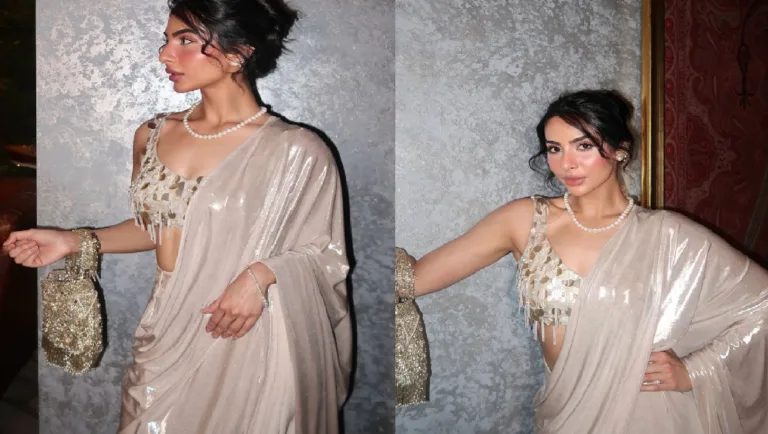 Abhishek Sharma Rumored Girlfriend Flaunts Desi Glam in Shimmery Saree – Pic Goes Viral