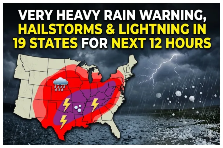 Weather Alert – Very Heavy Rain Warning, hailstorms & lightning in 19 States for next 12 Hours