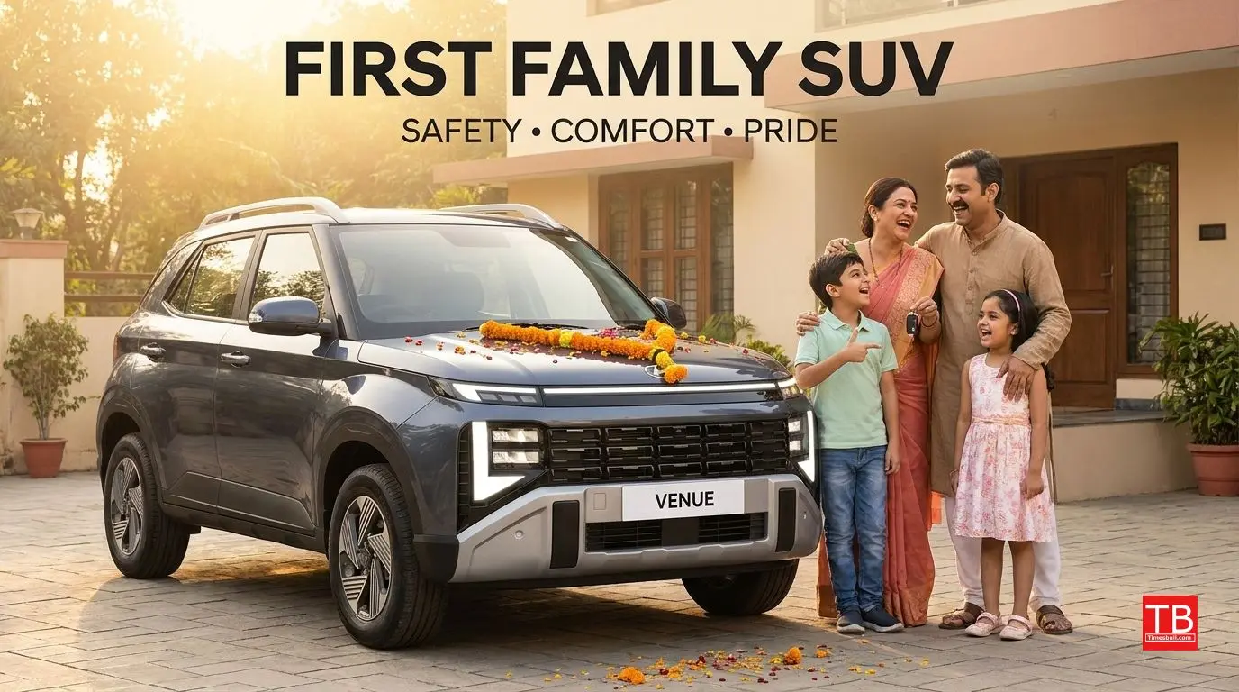 SUV with an Indian family.