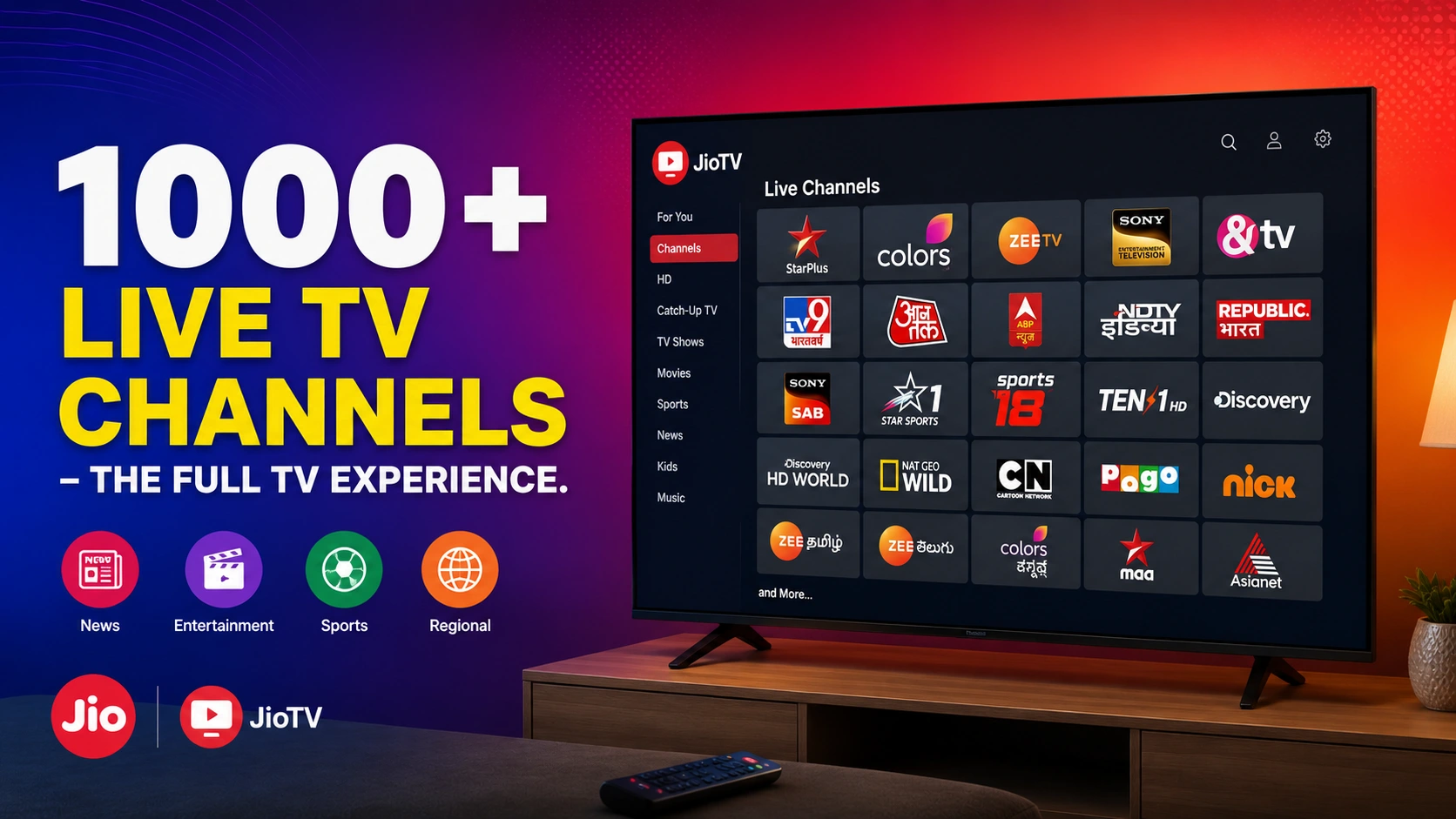 1000 + live TV channels - the full TV experience.