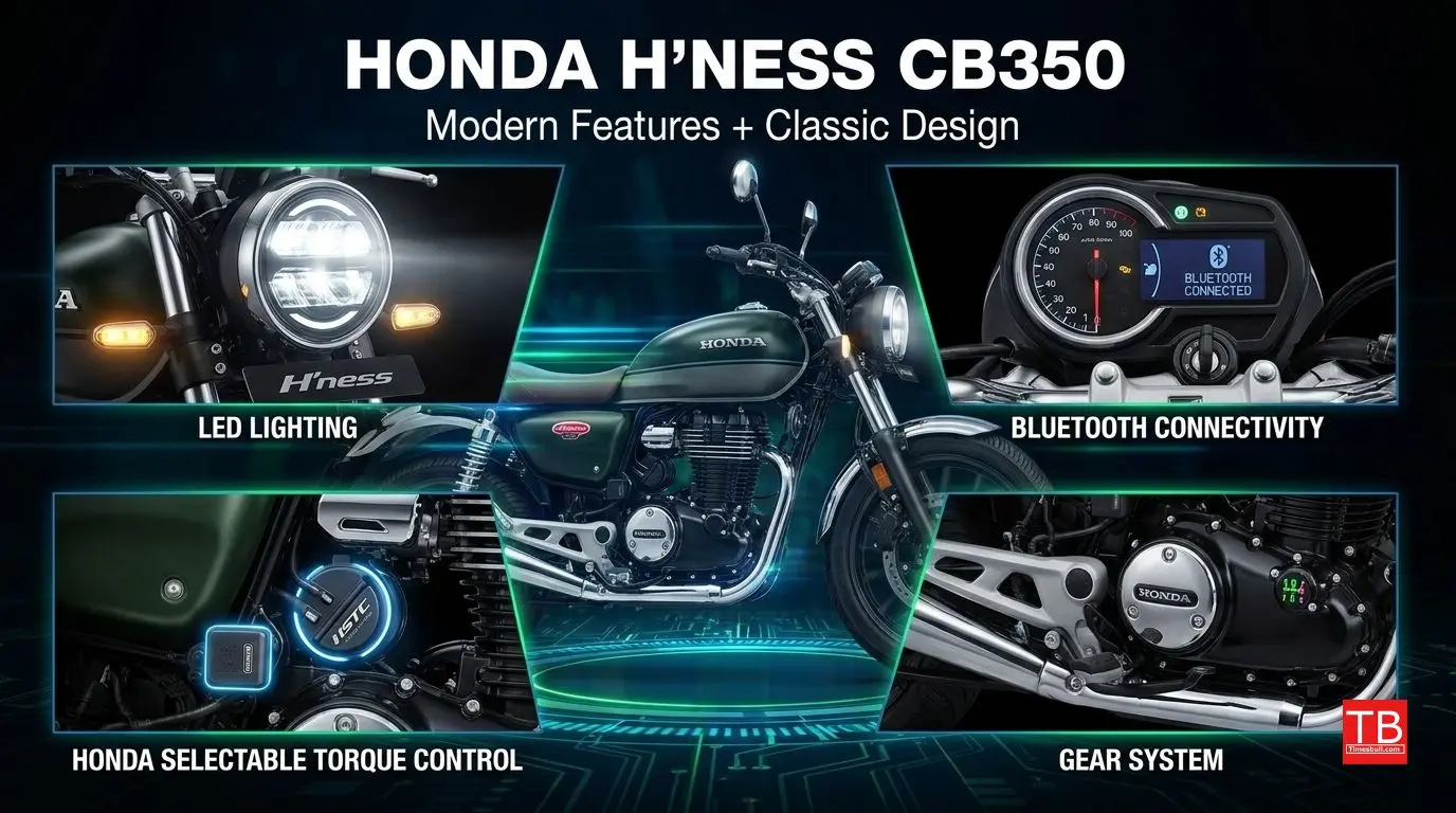 The Honda H'ness CB350 Combination of modern features
