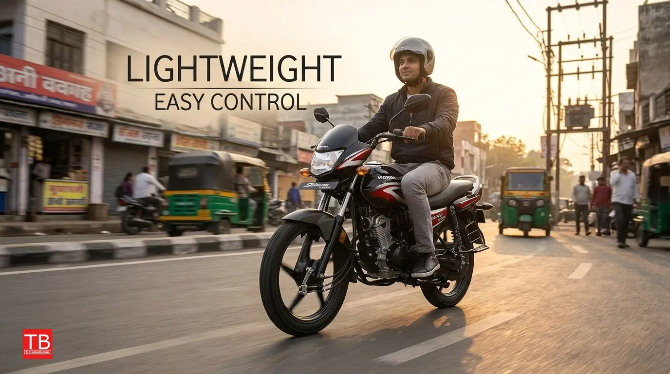 The lightweight frame and handling of the Honda Shine 100