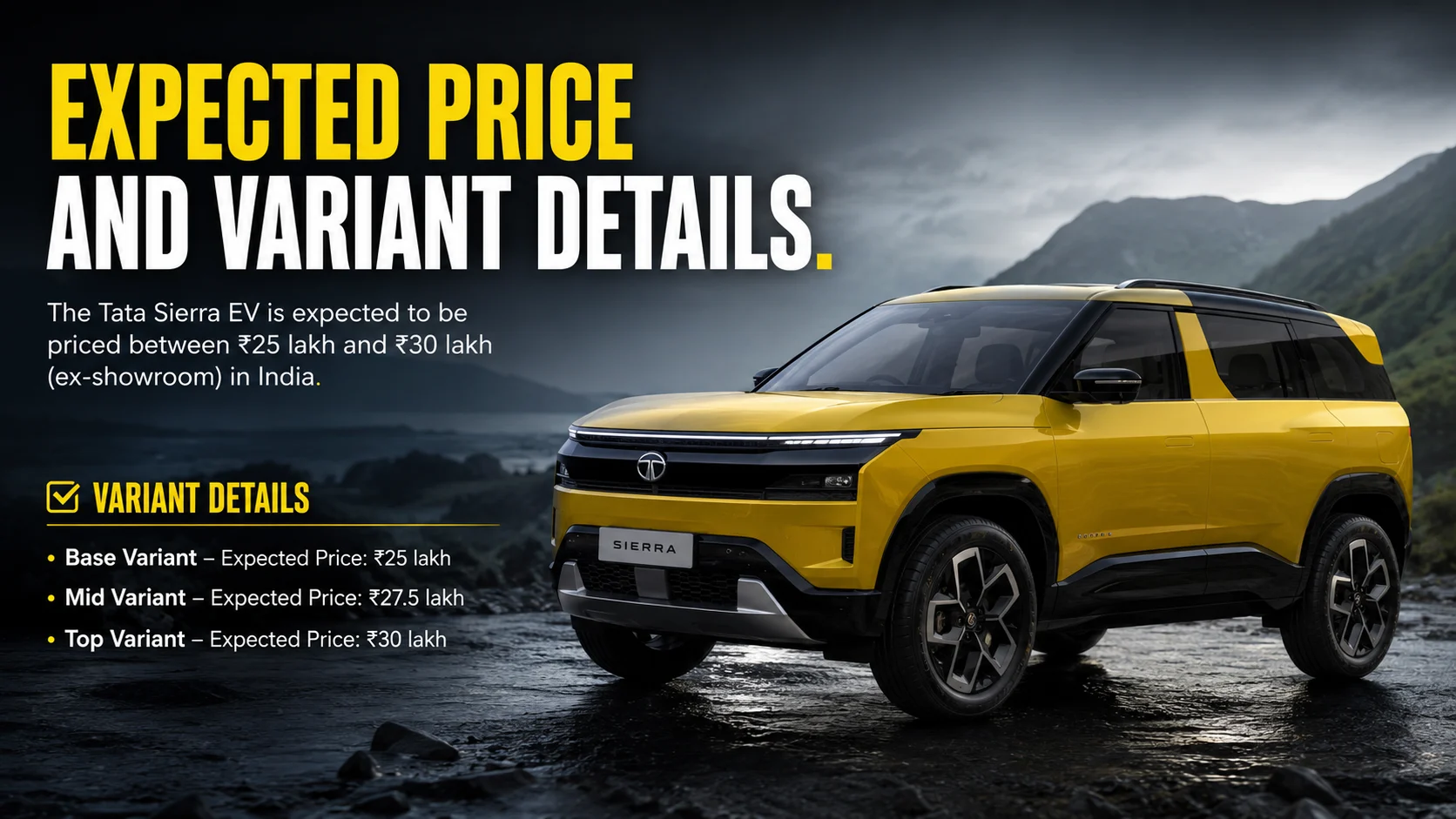 Expected Price and Variant Details