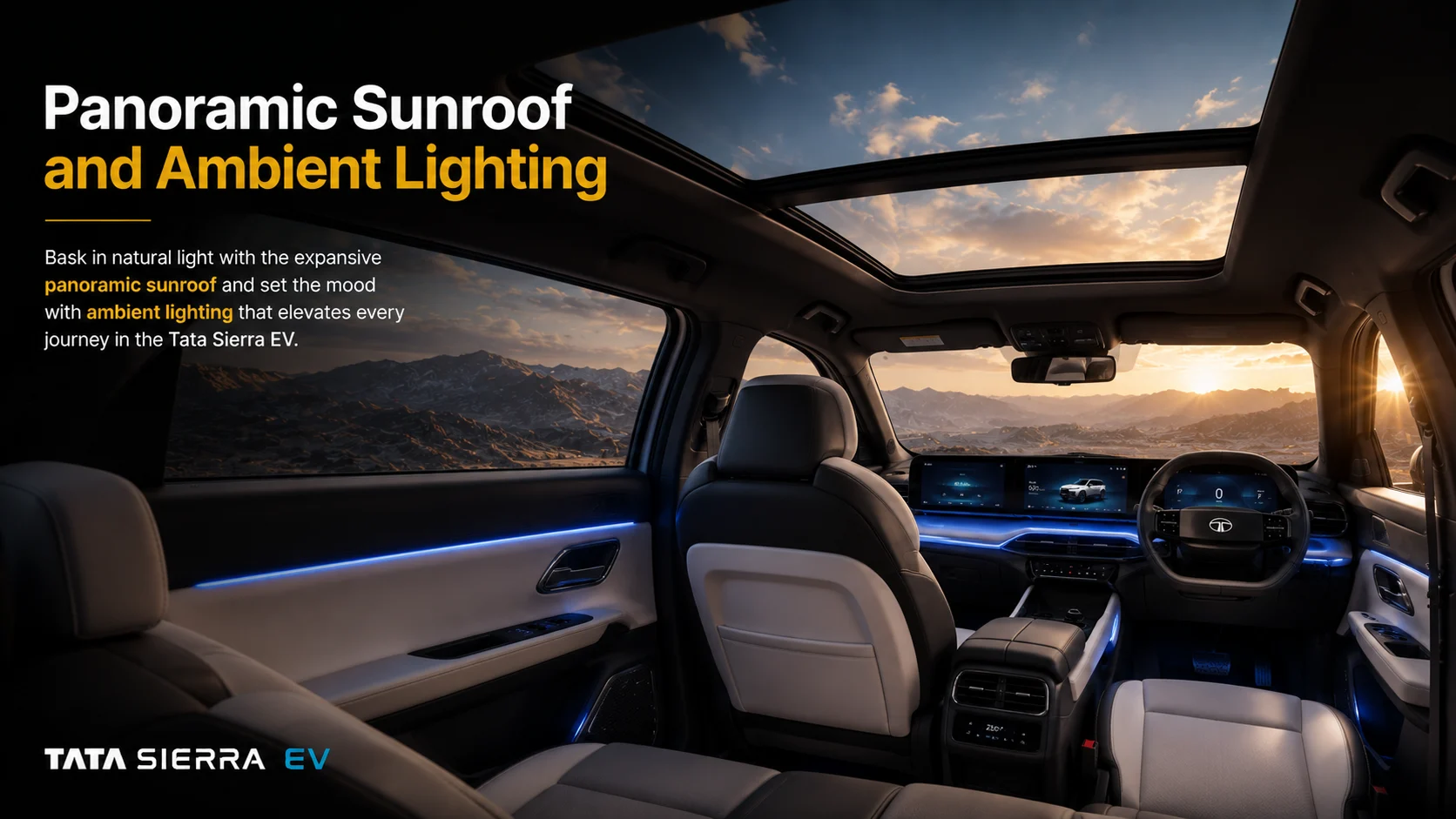 Panoramic sunroof and ambient lighting