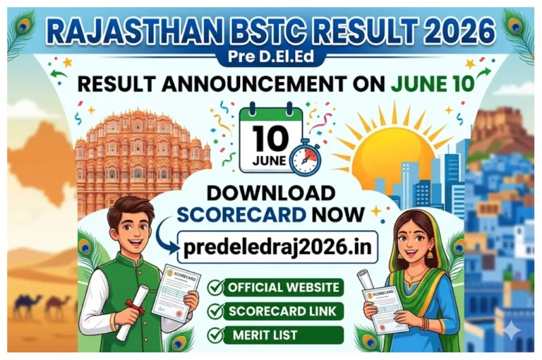 Rajasthan BSTC Result 2026 – Pre D.El.Ed Result on June 10, Download Scorecard at predeledraj2026.in