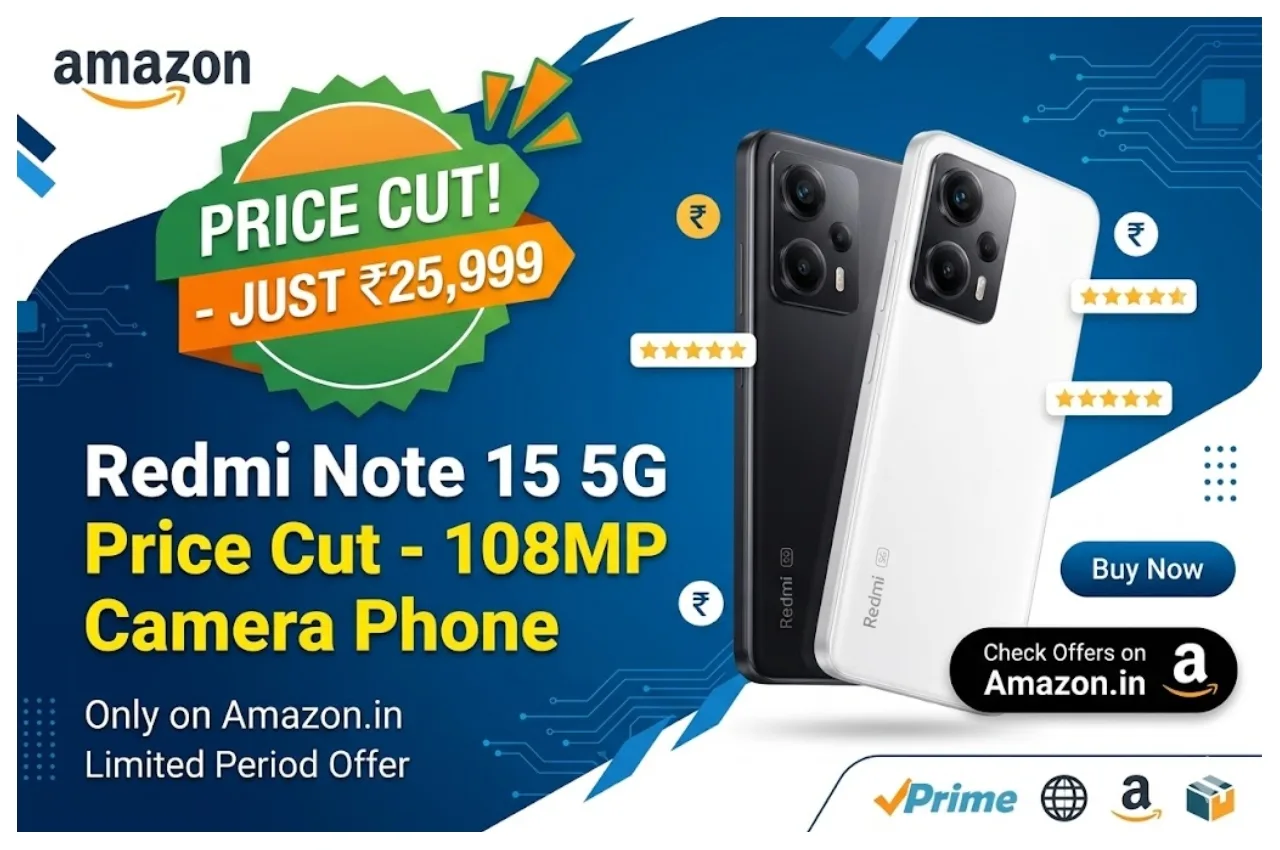 Redmi Note 15 5G Price Cut – 108MP Camera Phone at Just ₹25,999 on Amazon
