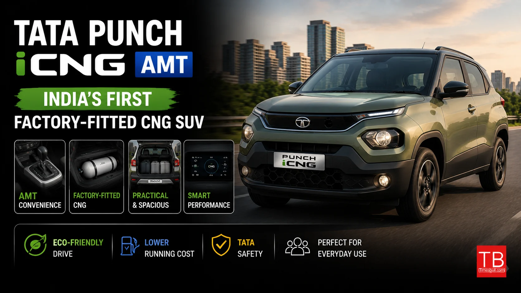 Tata Punch iCNG AMT - India's first factory-fitted CNG SUV