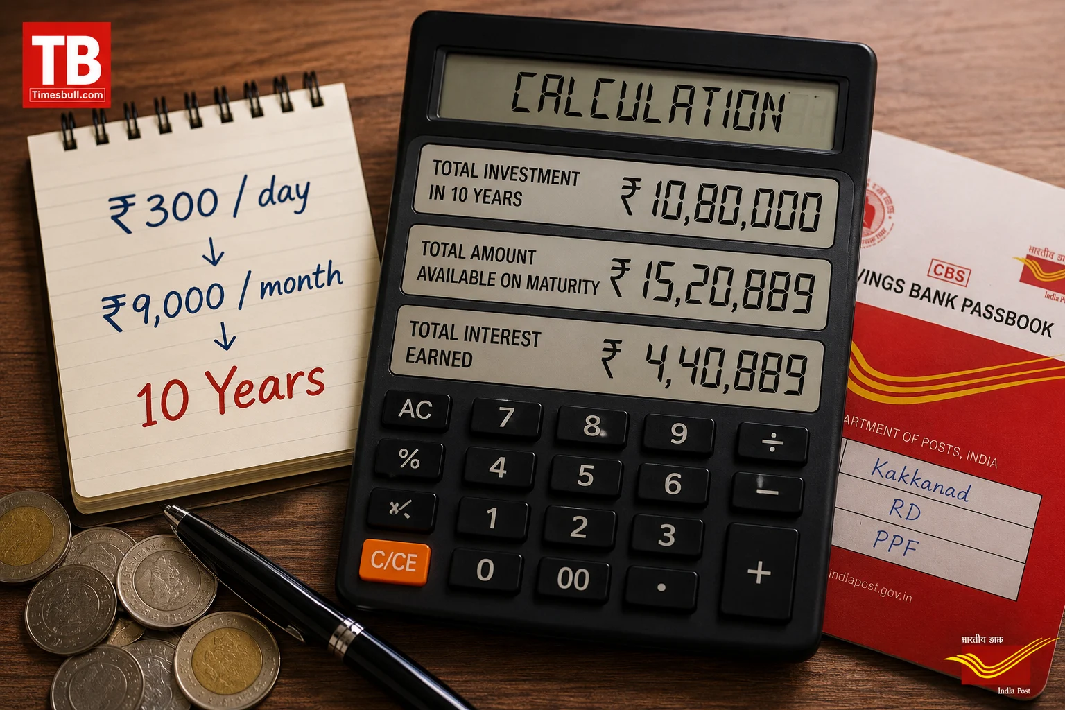Calculation of investment - ₹300 / day to ₹15.20 lakh