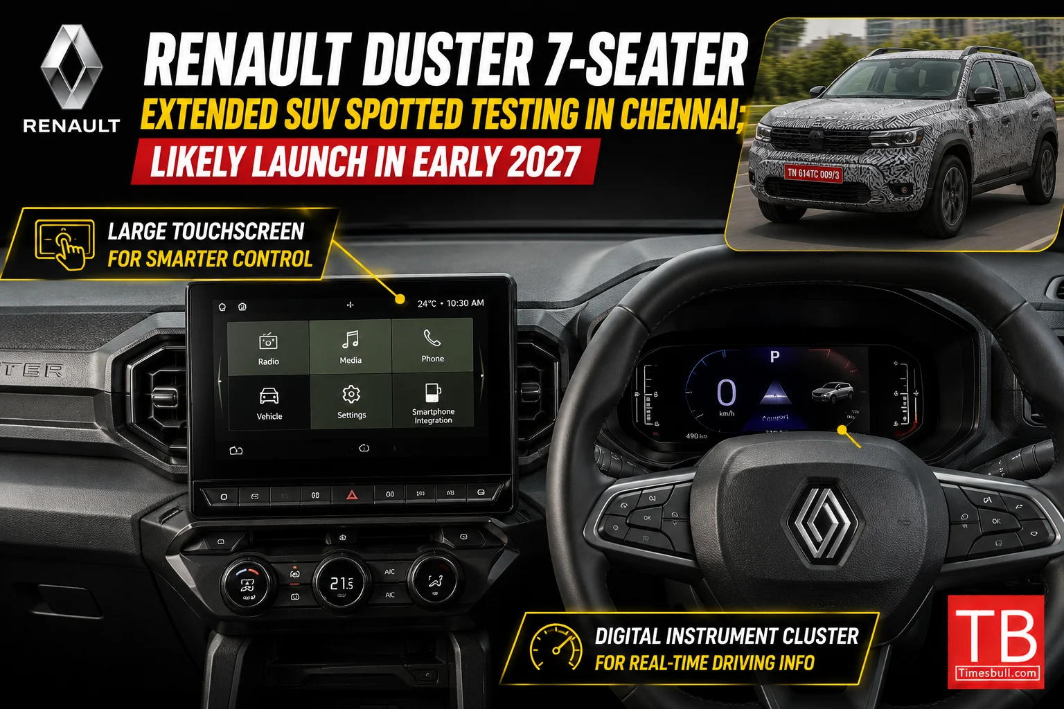 Large touchscreen and digital instrument cluster