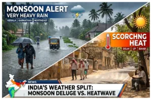 Monsoon Alert – Very Heavy Rain in Kerala, Karnataka & Northeast, Delhi, UP & Bihar Face Scorching Heat